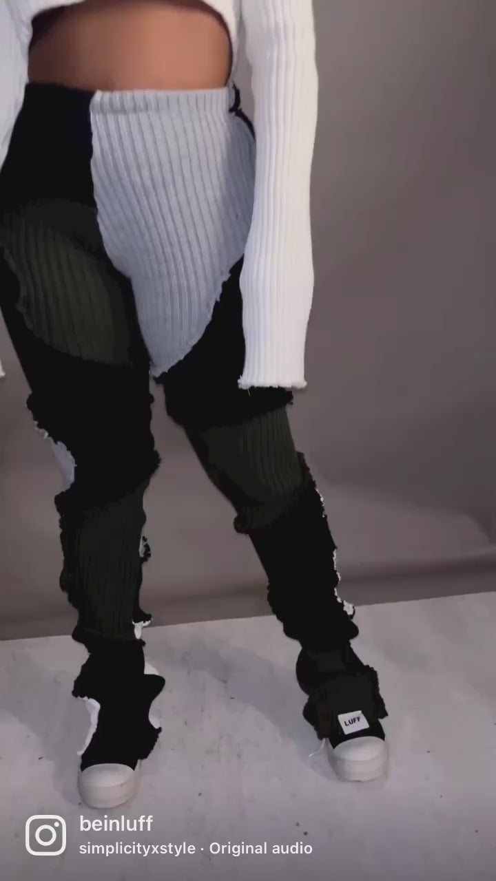 LUFF Patchwork Knit Pant- Gray