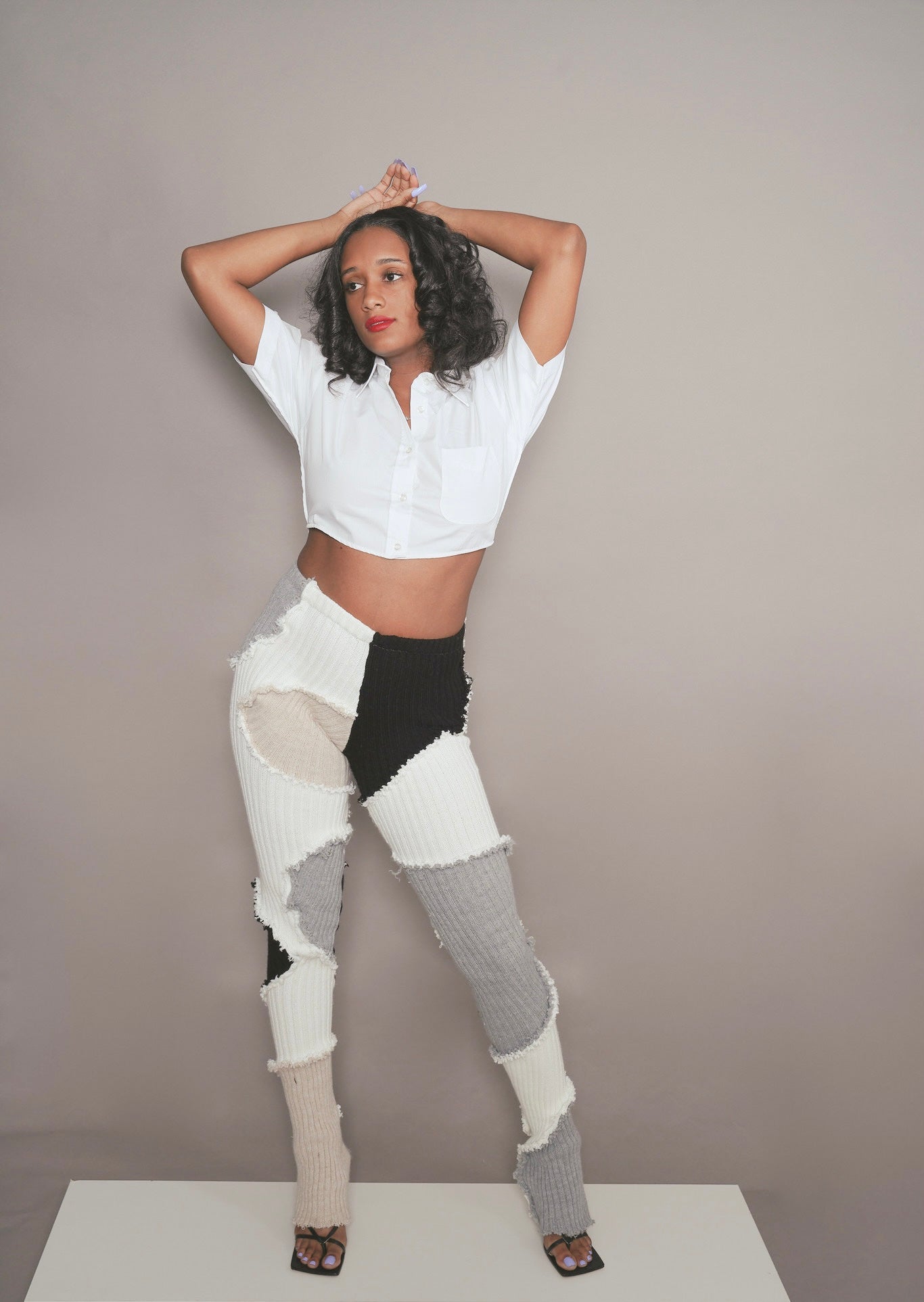 LUFF Patchwork Knit Pant- Gray