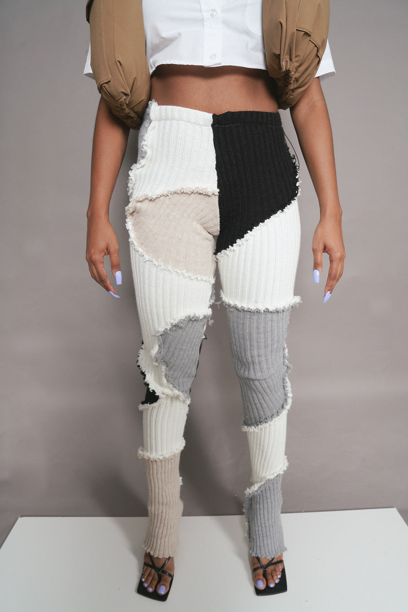 LUFF Patchwork Knit Pant- Gray